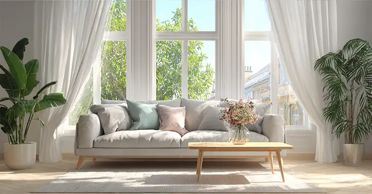 Helles Wohnzimmer einer Eigentumswohnung