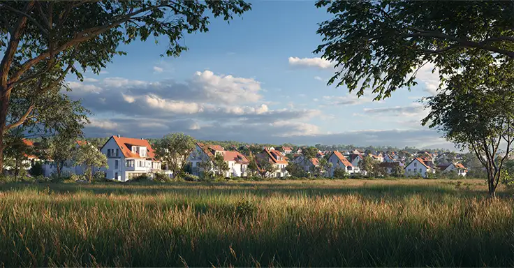 Neubausiedlung mit erschlossenen Grundstücken