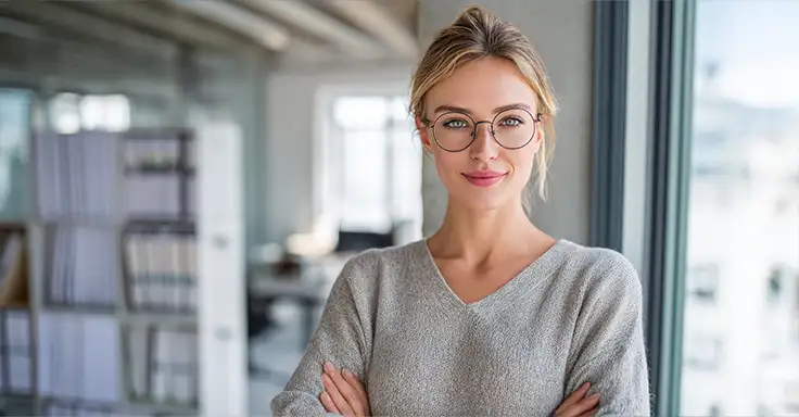 Immobilienberaterin im Büro